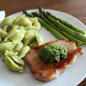 Boneless Pork Cutlets with Arugula Pesto