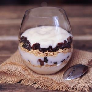 Yogurt with Granola and Raisins