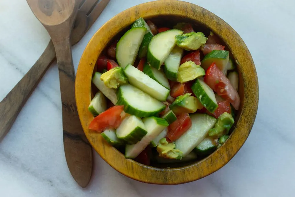 Avocado Cucumber and Tomato Salad