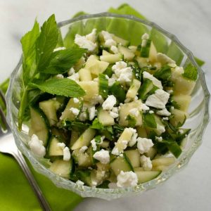 Cucumber Salad with Honey and Feta Cheese