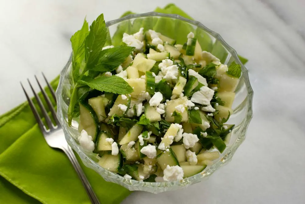 Cucumber Salad with Honey and Feta Cheese