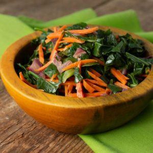 Sauteed Greens with Shredded Carrots