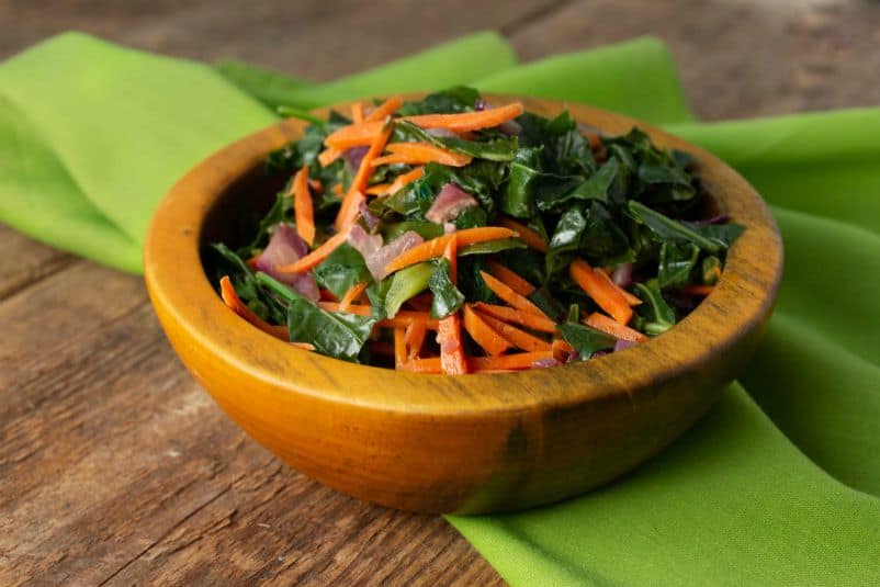 Sauteed Greens with Shredded Carrots