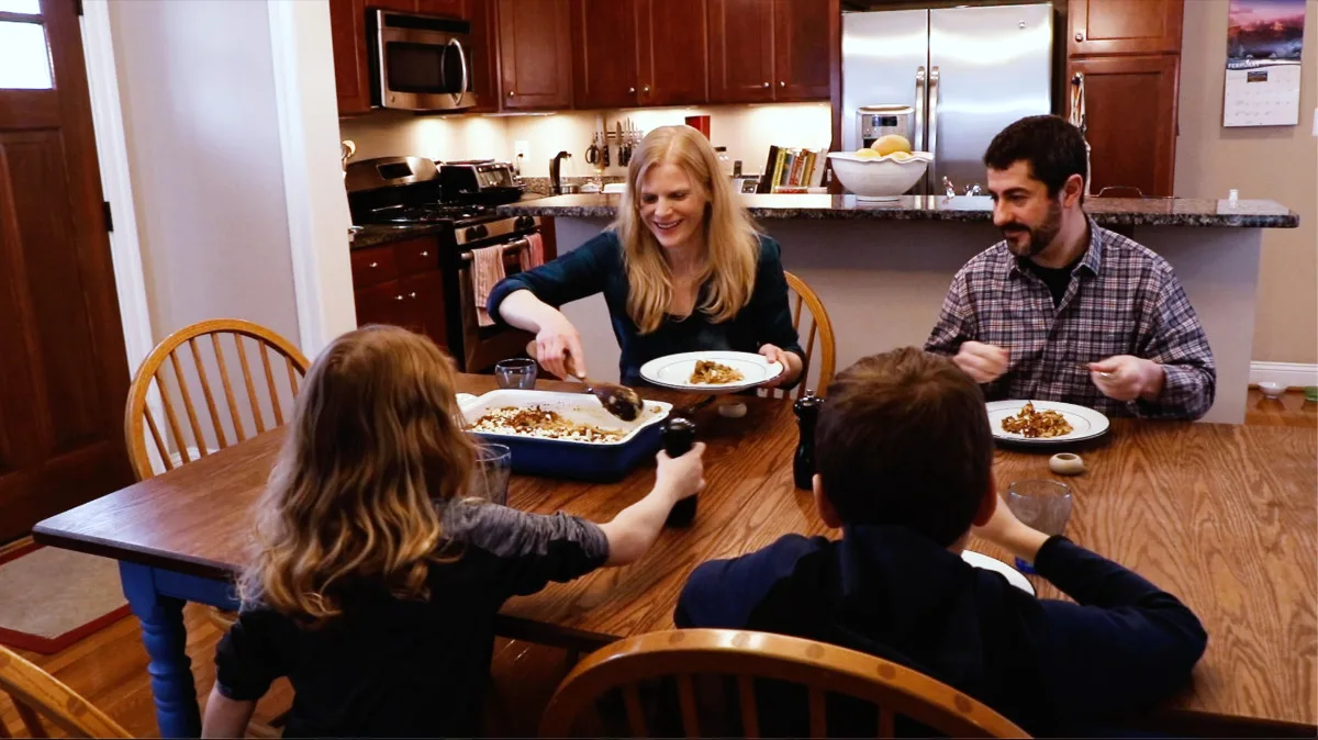 family eating dinner together