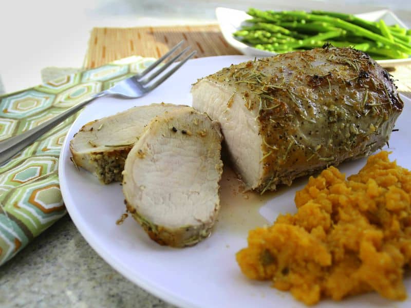 Rosemary Garlic Pork with Whipped Sweet Potatotes