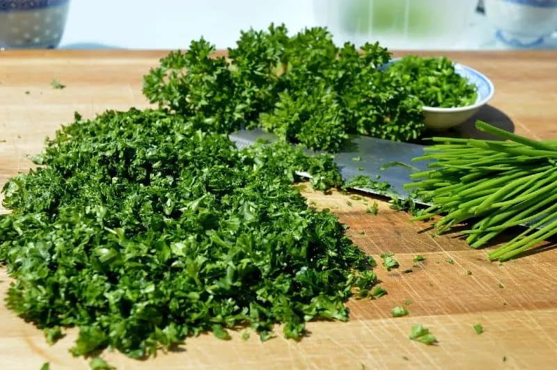 chopping parsley