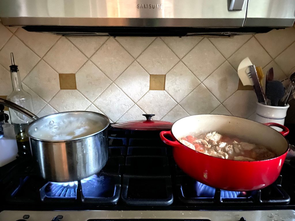 pots on the stove