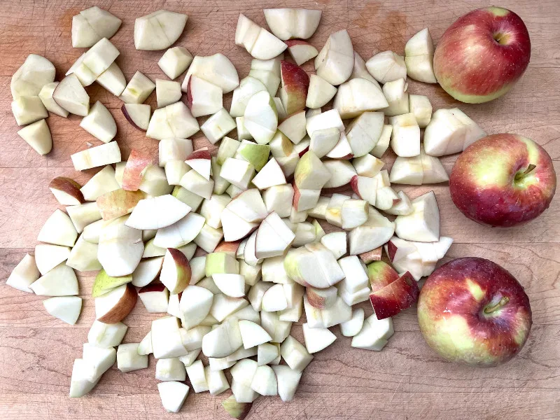 chopped apples to use in homemade apple sauce or other recipes to use up apples