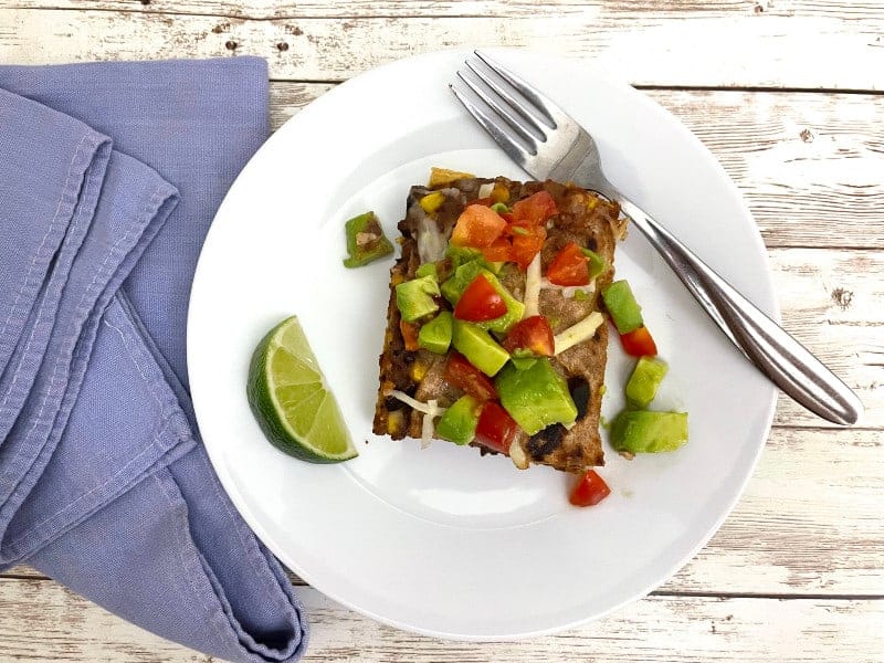 Mexican Lasagna with Avocado Salsa