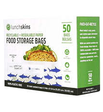Lunchskins 100% recyclable & resealable paper sandwich bags box of 50