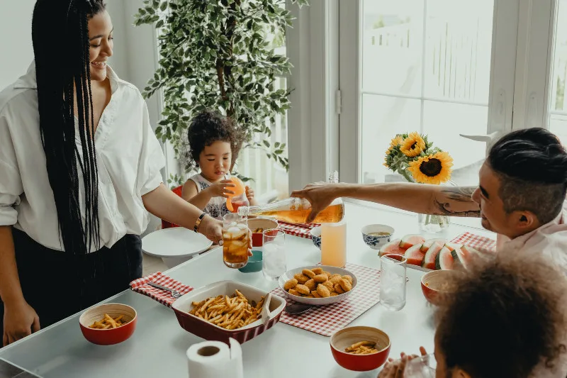 family enjoying dinner together