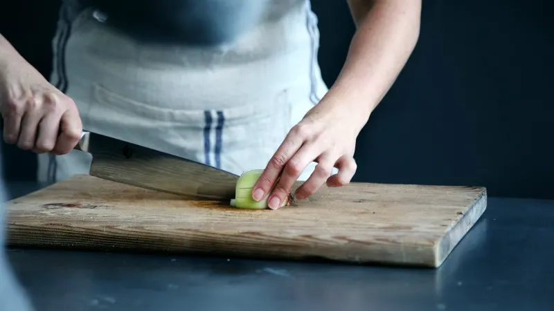 Chopping an onion