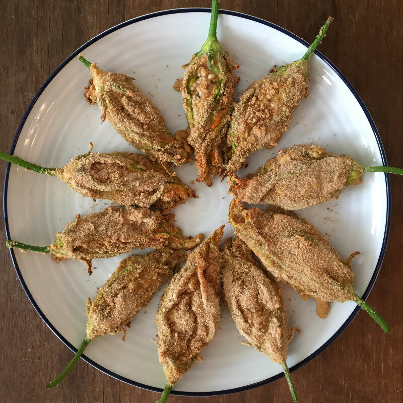 baked squash blossoms
