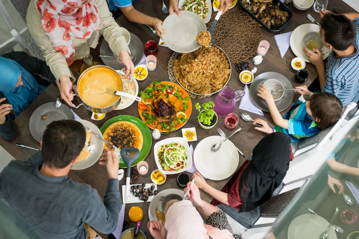 muslim family having dinner