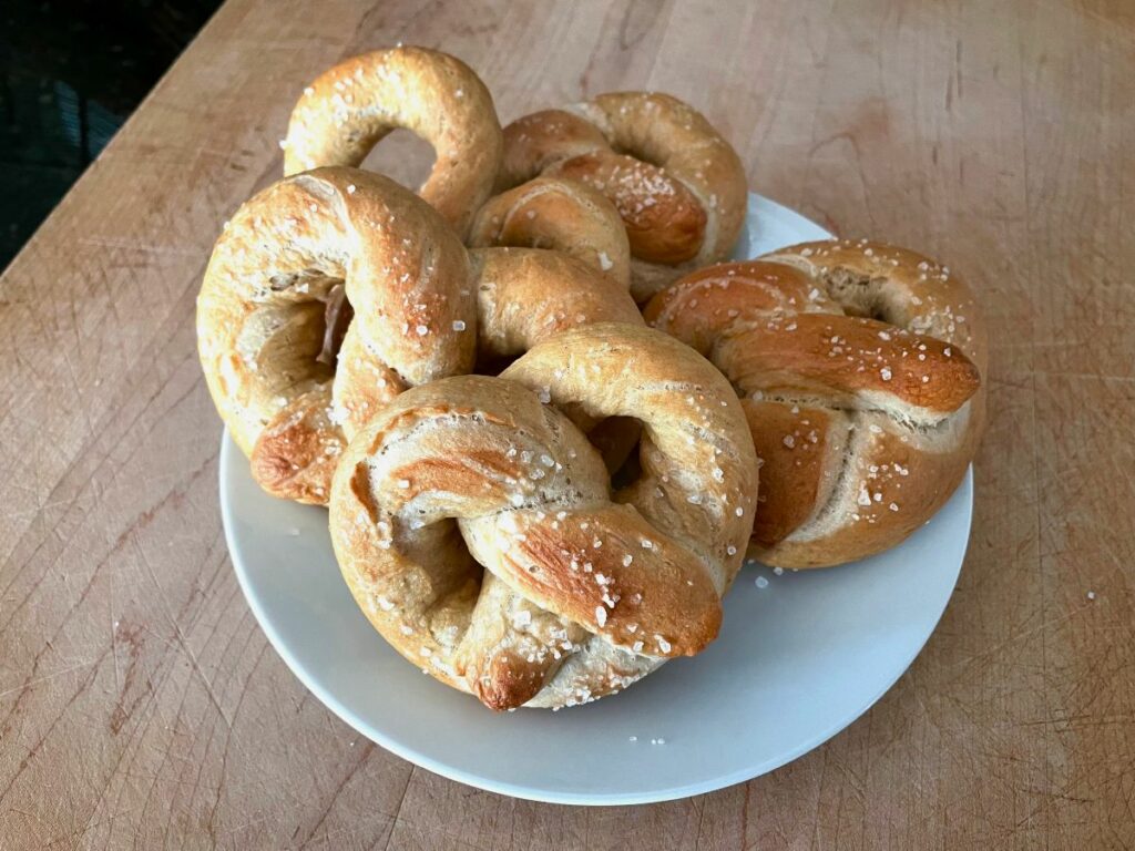 Plate of Homemade Soft Pretzels