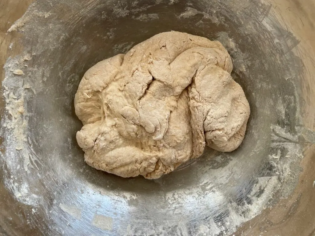 Pretzel dough ready to knead