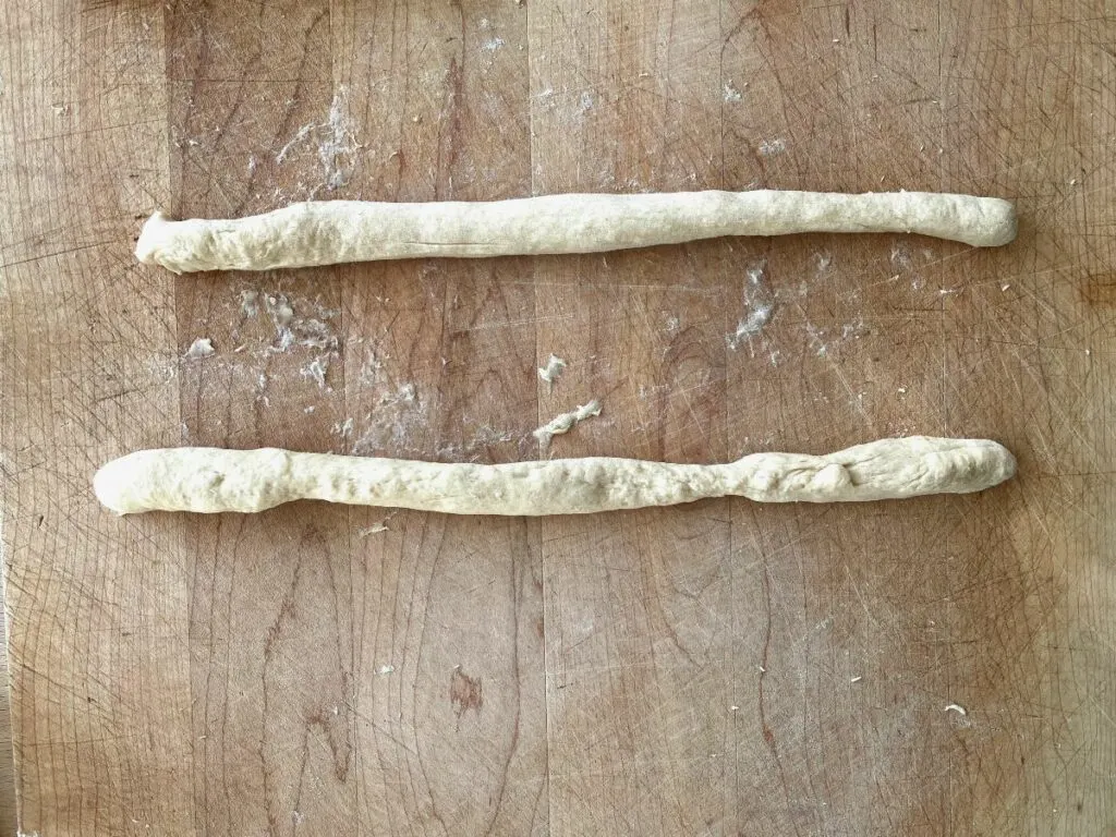 Pretzel dough ropes
