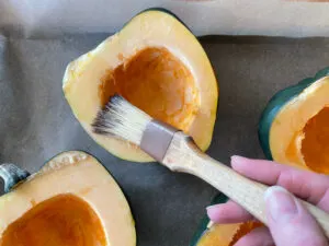 Brushing Oil on Acorn Squash