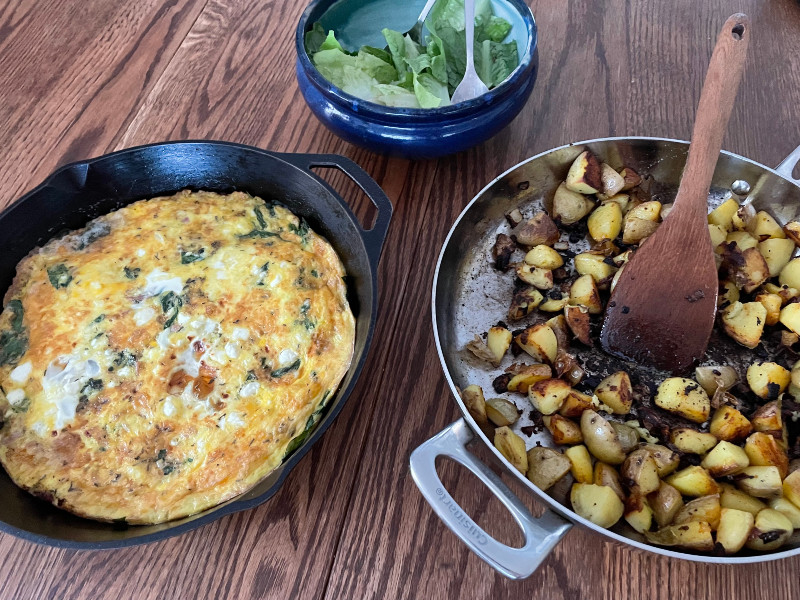 fritatta and breakfast potatoes dinner