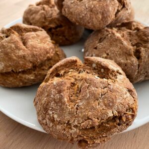 Whole Wheat Irish Soda Bread Rolls on a Plate