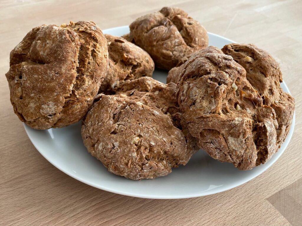 Whole Wheat Irish Soda Bread Rolls on Plate