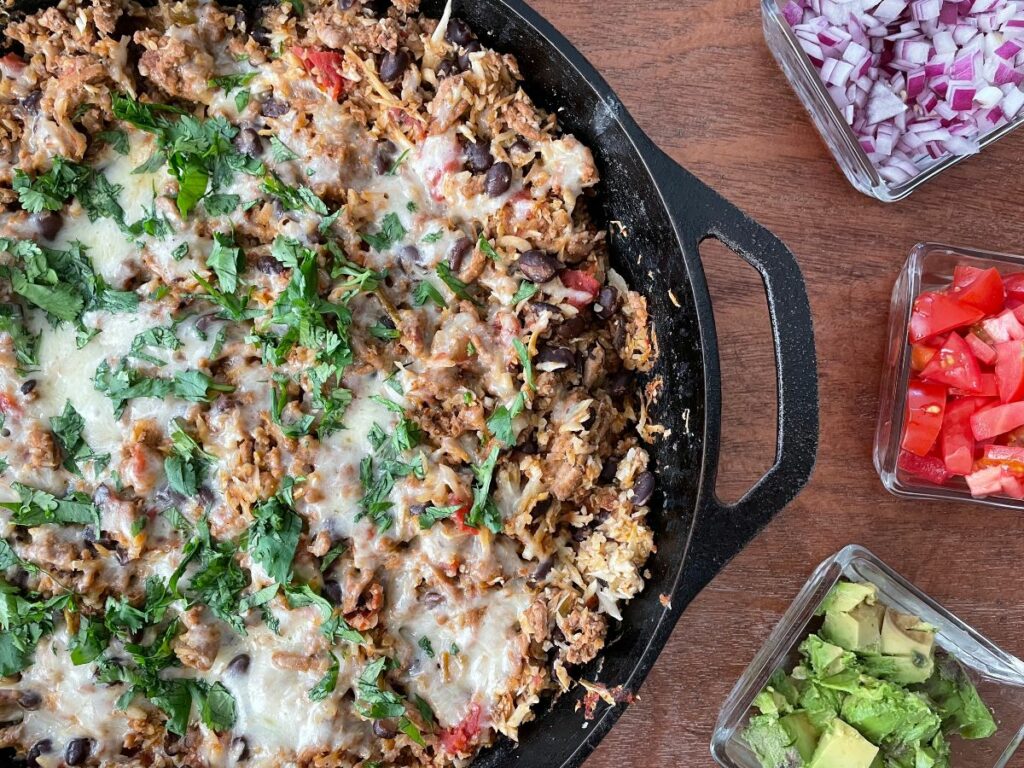 turkey-cauliflower taco skillet