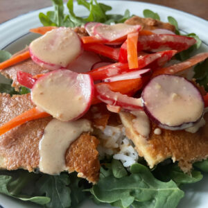 Baked Tofu Veggie Bowls with Peanut Sauce and Rice