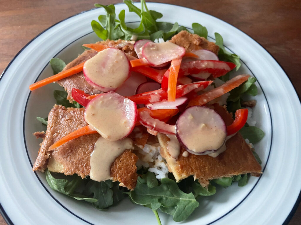 Baked Tofu Veggie Bowls with Peanut Sauce