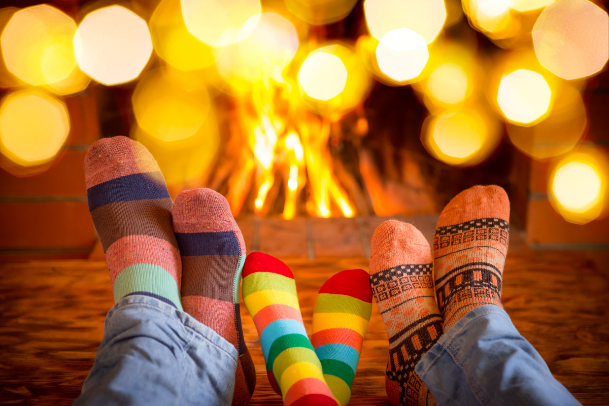 socks by the fire: relaxing during a staycation