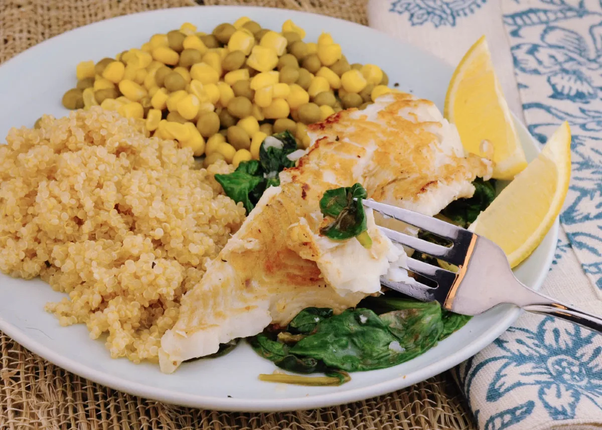 pan-fried tilapia with baby spinach and fish substitutions
